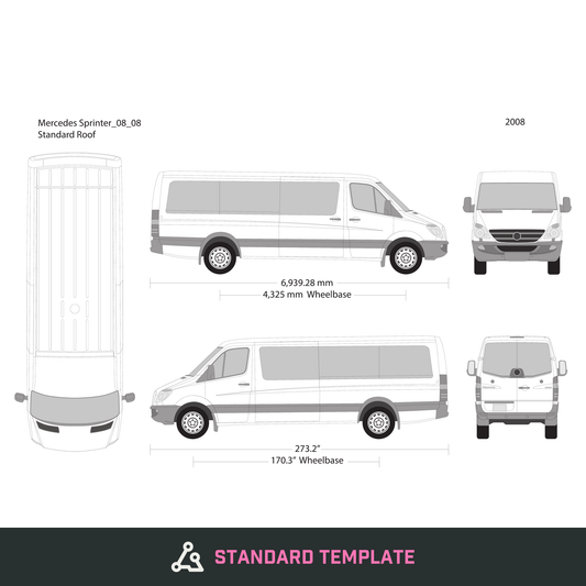 2008 Mercedes Sprinter vector wrap template V08, Design-Ready PDF - GravBase