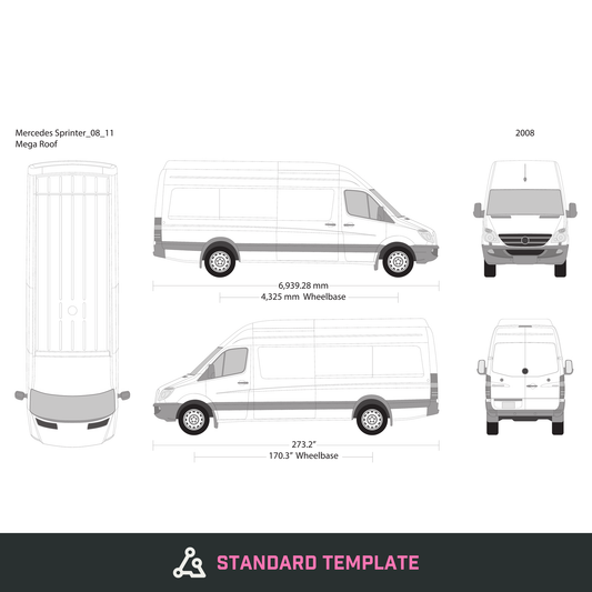 2008 Mercedes Sprinter vector wrap template V11, Design-Ready PDF - GravBase
