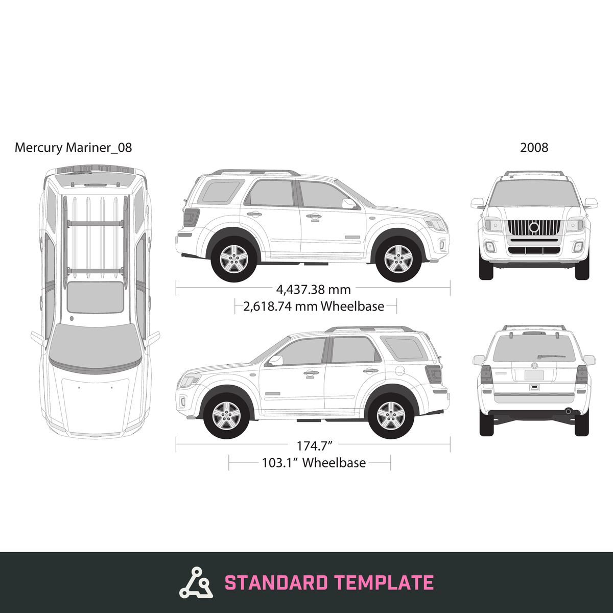 2008 Mercury Mariner vector wrap template, Design-Ready PDF - GravBase