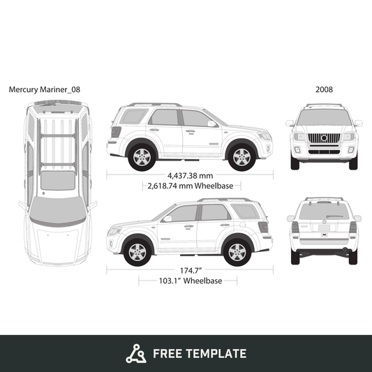 2008 Mercury Mariner free vector vehicle wrap template - GravBase