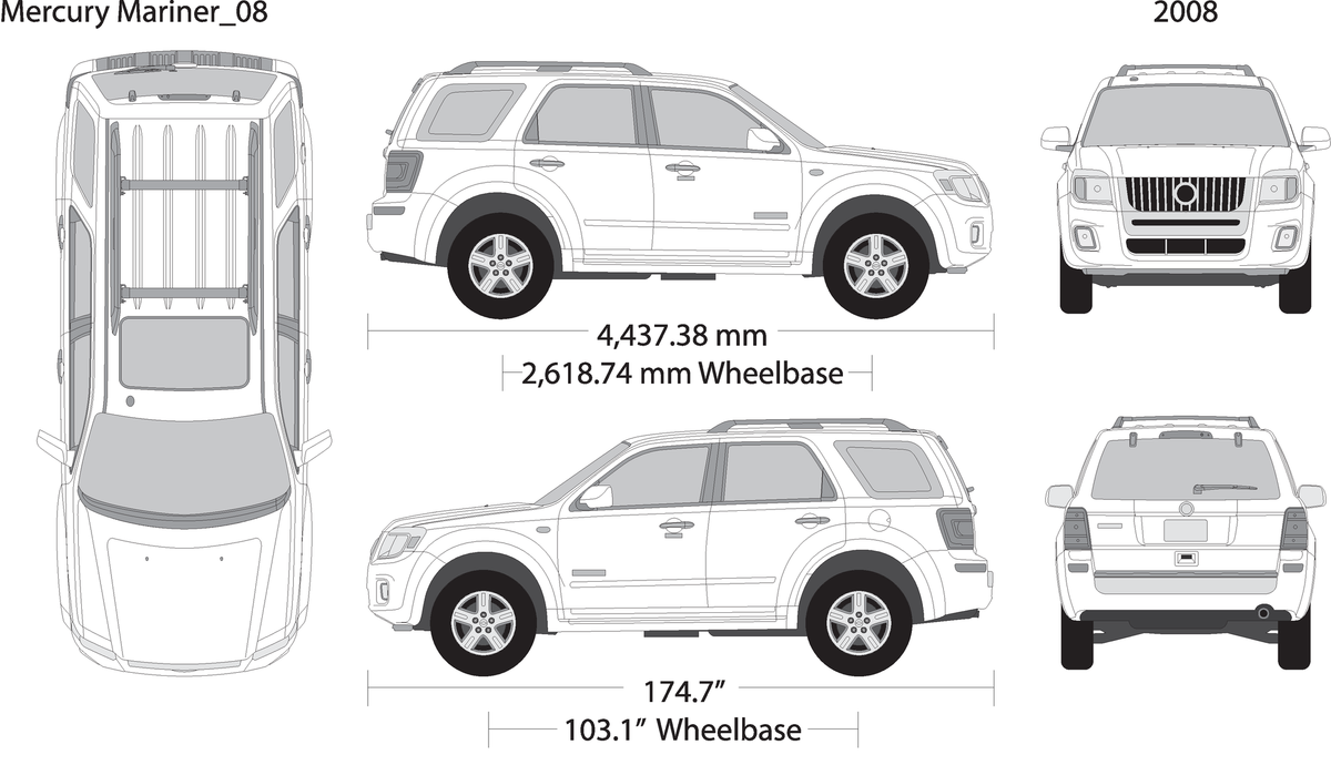 2008 Mercury Mariner V08 Vehicle Wrap Template
