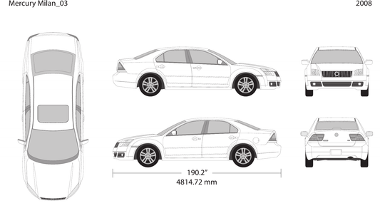 2008 Mercury Milan Vector Wrap Template - GravBase