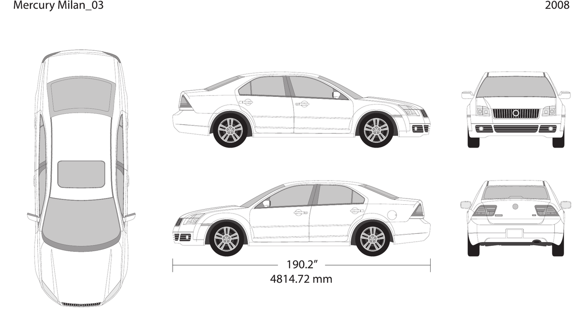 2008 Mercury Milan vector wrap template, Design-Ready PDF - GravBase