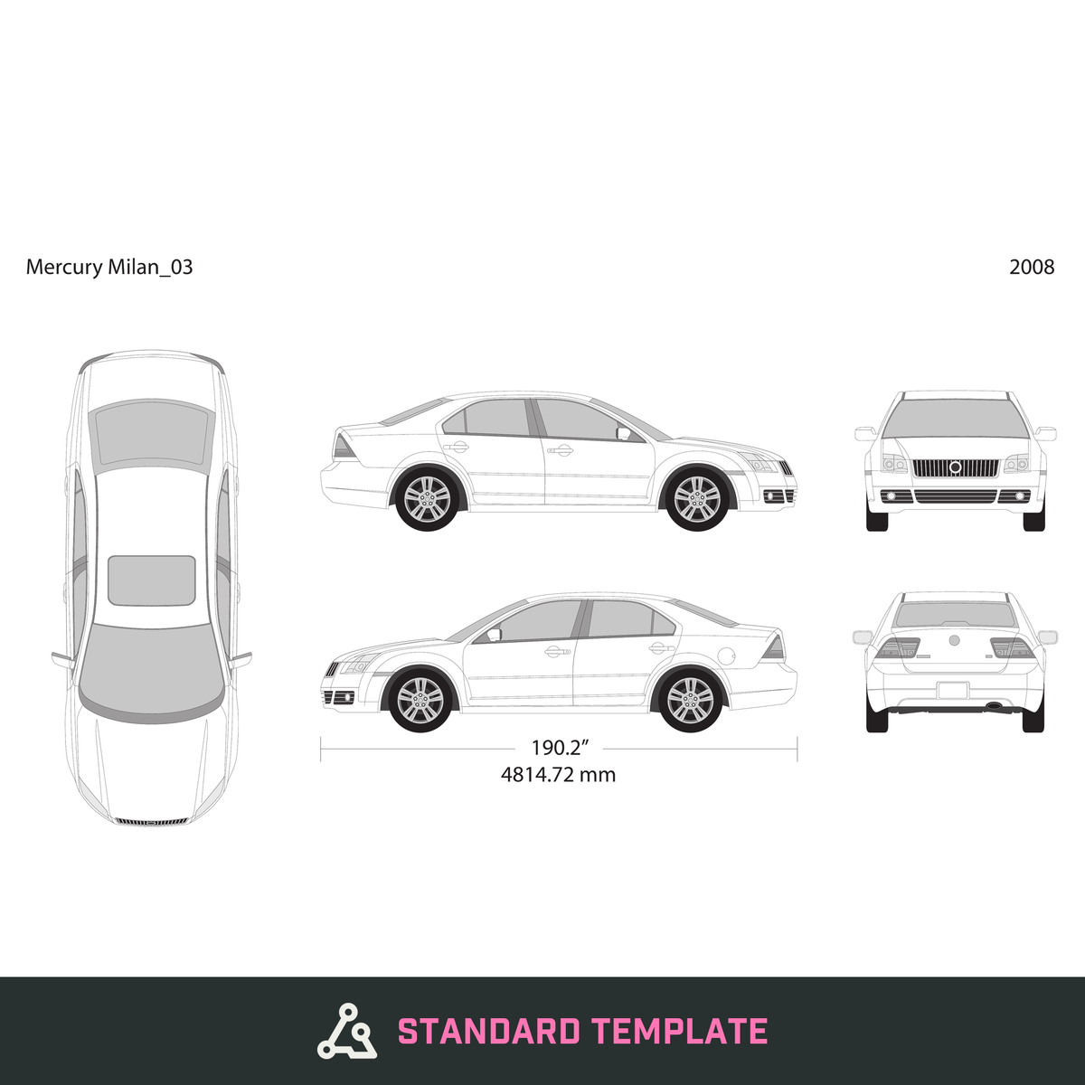 2008 Mercury Milan vector wrap template, Design-Ready PDF - GravBase