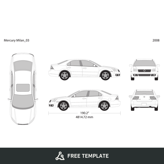 2008 Mercury Milan free vector vehicle wrap template - GravBase