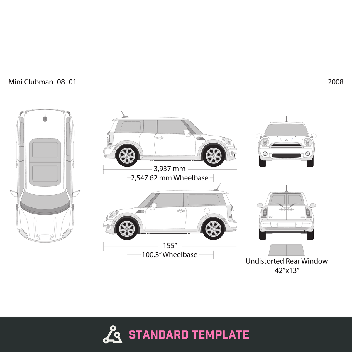 2008 Mini Cooper Mini Clubman vector wrap template, Design-Ready PDF - GravBase
