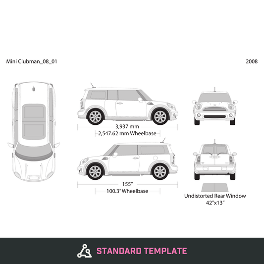 2008 Mini Cooper Mini Clubman vector wrap template, Design-Ready PDF - GravBase