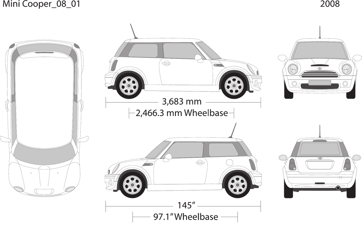2008 Mini Cooper Mini Hardtop vector wrap template, Design-Ready PDF - GravBase