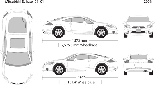 2008 Mitsubishi Eclipse vector wrap template, Design-Ready PDF - GravBase