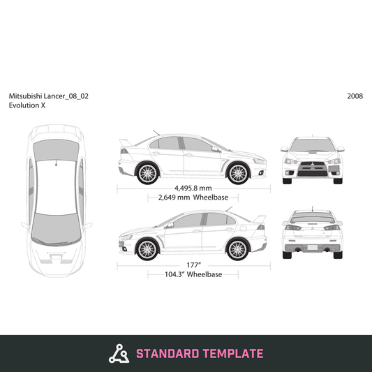 2008 Mitsubishi Lancer vector wrap template, Design-Ready PDF - GravBase