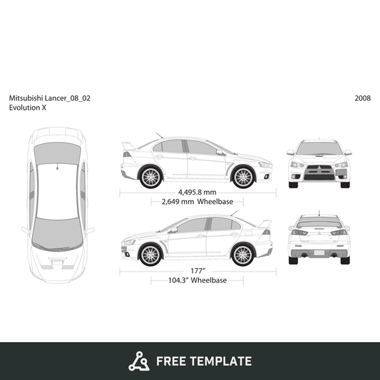 2008 Mitsubishi Lancer free vector vehicle wrap template - GravBase