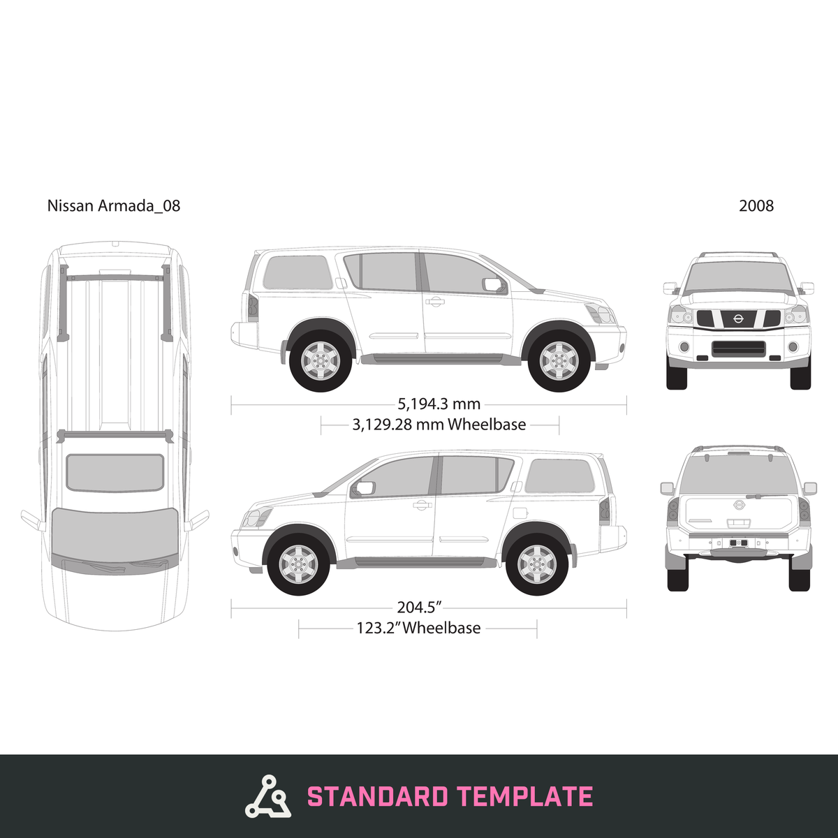 2008 Nissan Armada vector wrap template, Design-Ready PDF - GravBase
