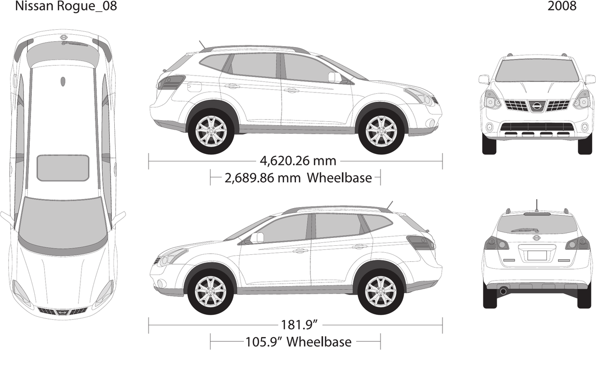 2008 Nissan Rogue vector wrap template, Design-Ready PDF - GravBase