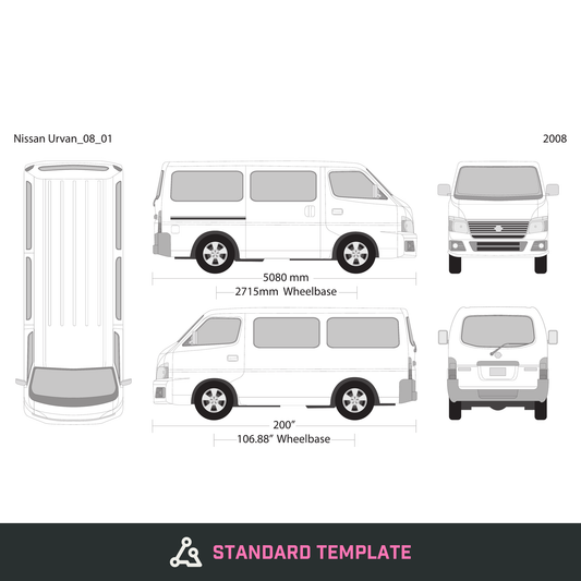 2008 Nissan Urvan vector wrap template V01, Design-Ready PDF - GravBase
