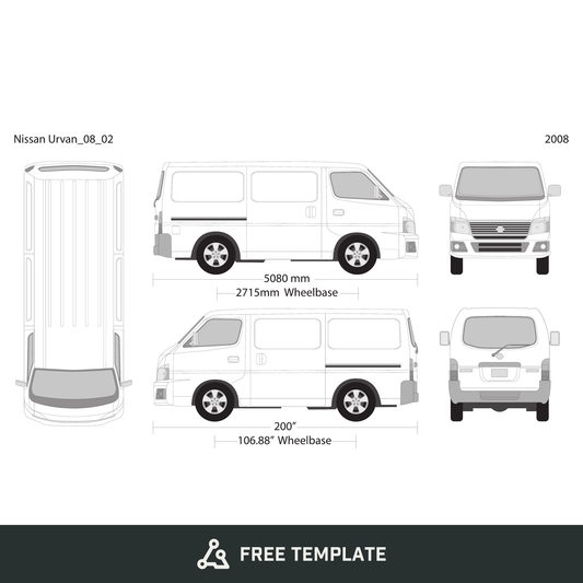 2008 Nissan Urvan free vector vehicle wrap template - GravBase