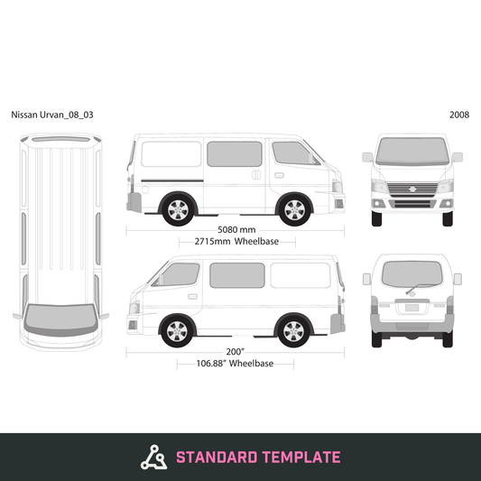 2008 Nissan Urvan vector wrap template V03, Design-Ready PDF - GravBase