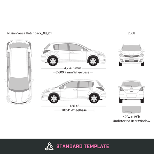 2008 Nissan Versa Hatchback vector wrap template, Design-Ready PDF - GravBase
