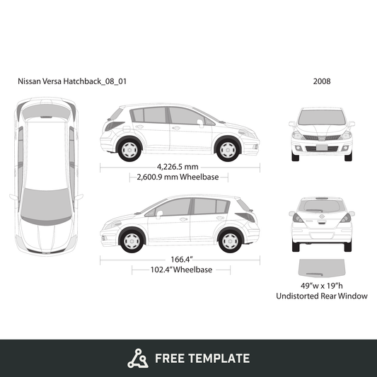2008 Nissan Versa Hatchback free vector vehicle wrap template - GravBase