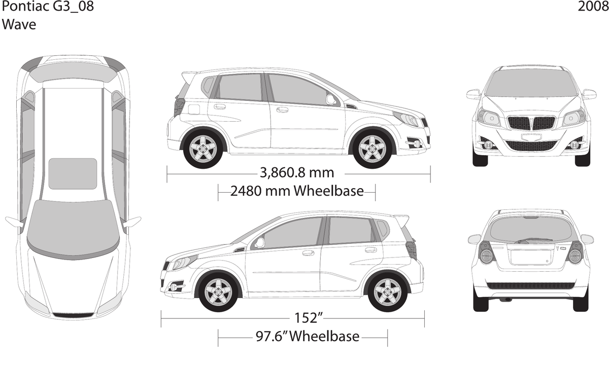 2008 Pontiac G3 Wave vector wrap template, Design-Ready PDF - GravBase