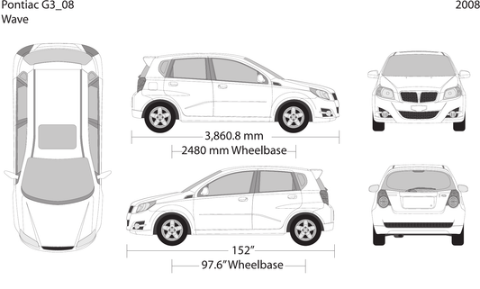 2008 Pontiac G3 Wave vector wrap template, Design-Ready PDF - GravBase