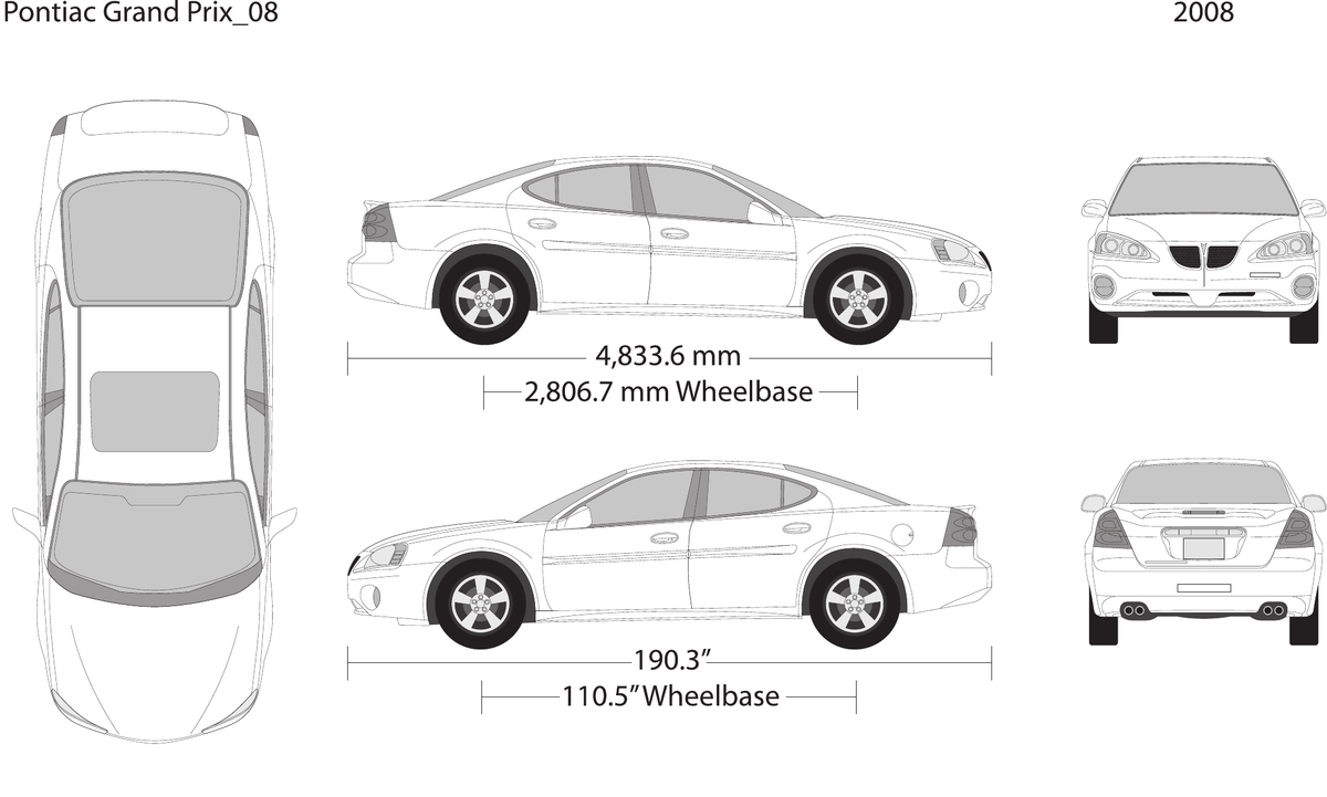 2008 Pontiac Grand Prix Vector Wrap Template - GravBase