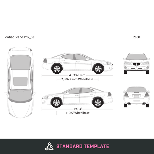 2008 Pontiac Grand Prix vector wrap template, Design-Ready PDF - GravBase