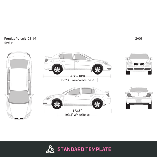 2008 Pontiac Pursuit vector wrap template, Design-Ready PDF - GravBase