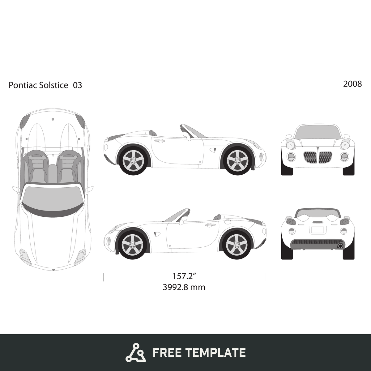 2008 Pontiac Solstice free vector vehicle wrap template - GravBase