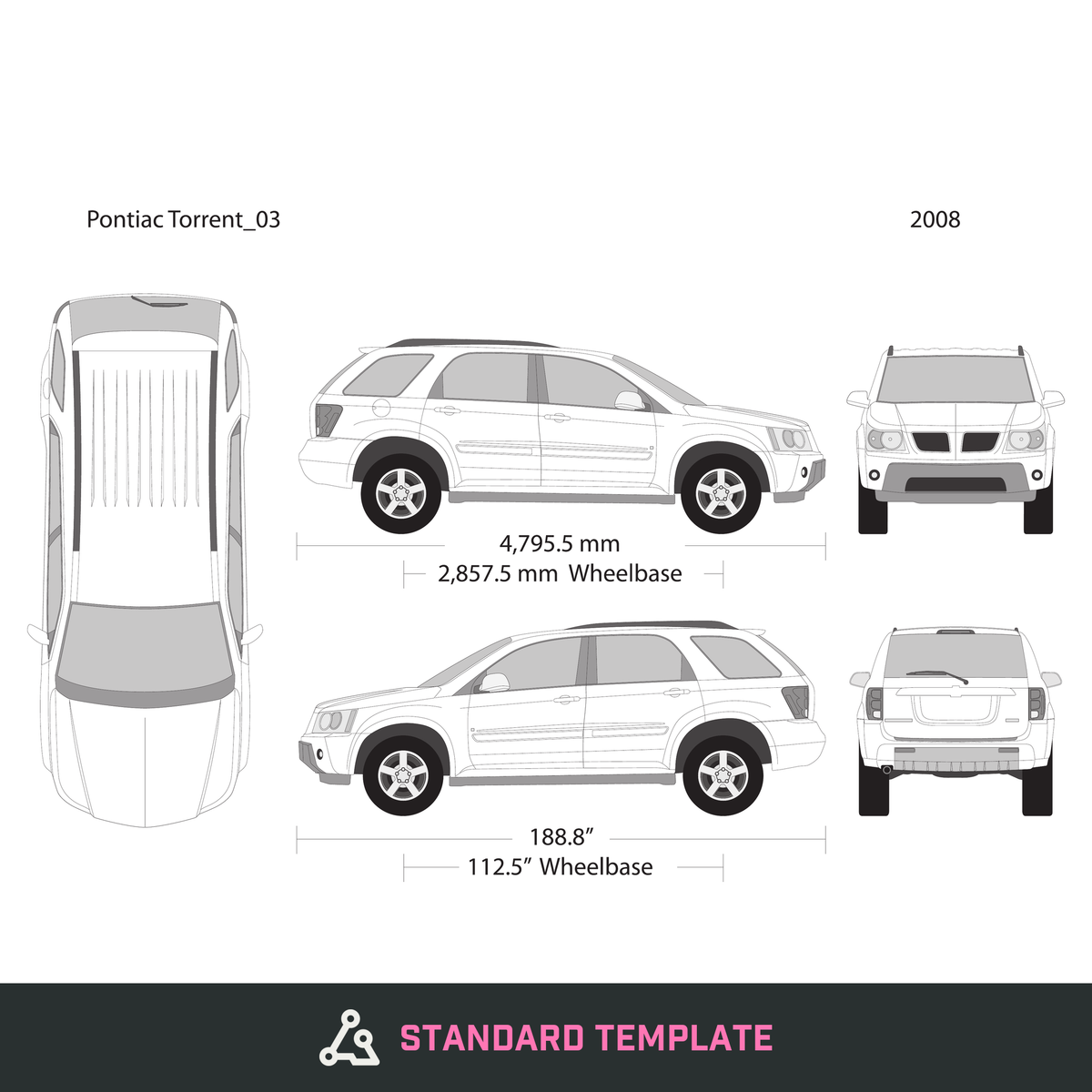 2008 Pontiac Torrent vector wrap template, Design-Ready PDF - GravBase