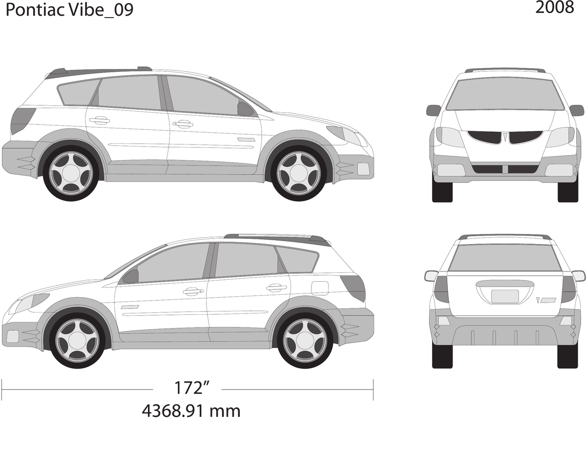 2008 Pontiac Vibe vector wrap template V09, Design-Ready PDF - GravBase