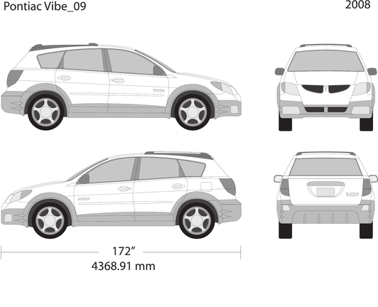 2008 Pontiac Vibe vector wrap template V09, Design-Ready PDF - GravBase