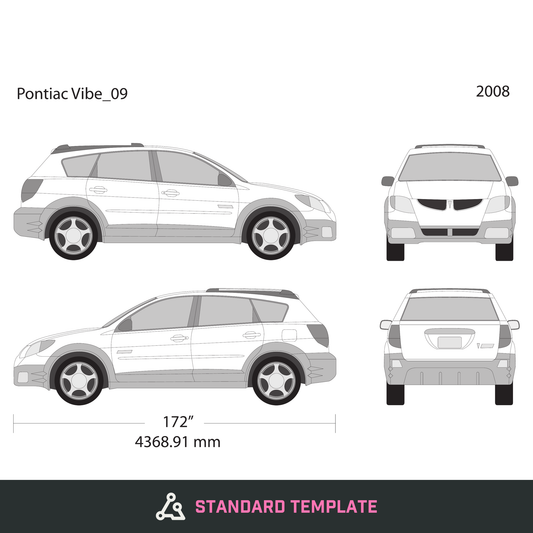 2008 Pontiac Vibe vector wrap template V09, Design-Ready PDF - GravBase