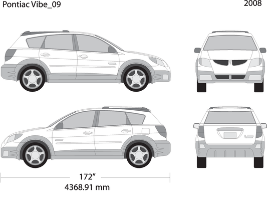 2008 Pontiac Vibe V09 Vehicle Wrap Template