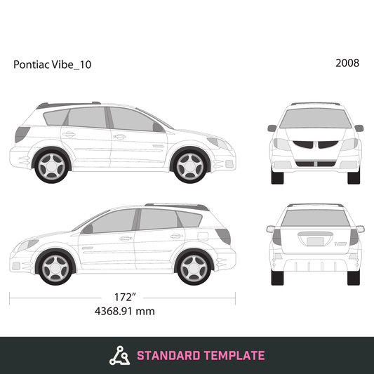2008 Pontiac Vibe vector wrap template V10, Design-Ready PDF - GravBase