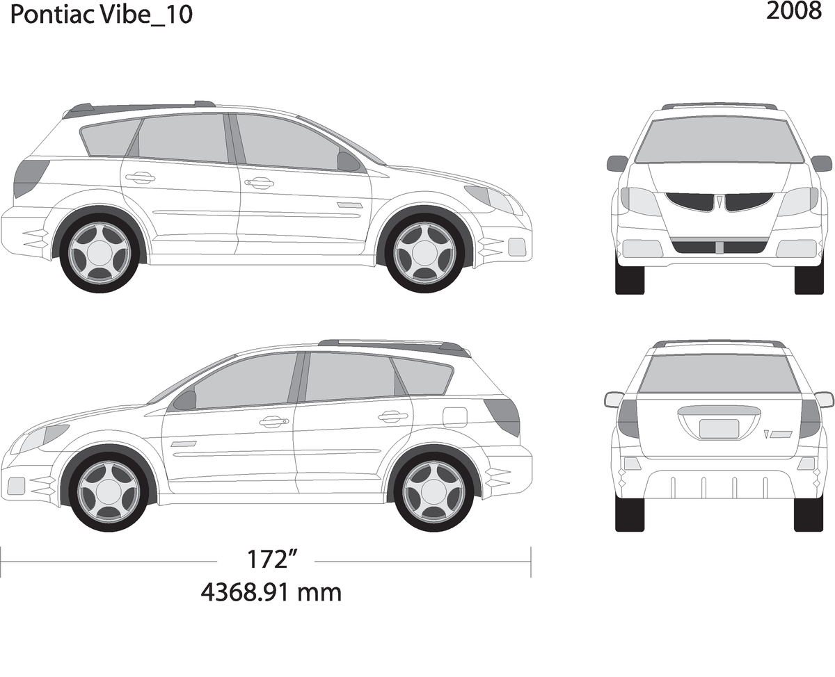 2008 Pontiac Vibe V10 Vehicle Wrap Template