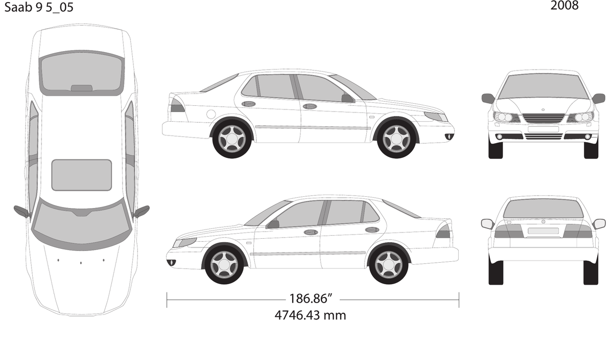 2008 Saab 9 5 vector wrap template, Design-Ready PDF - GravBase