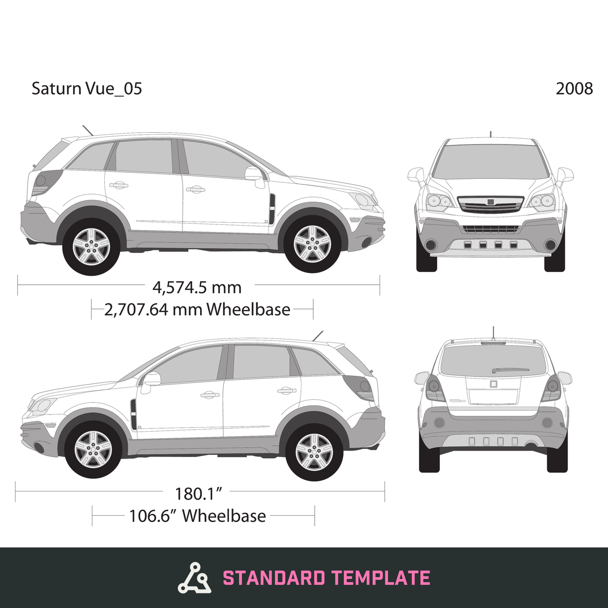 2008 Saturn Vue vector wrap template, Design-Ready PDF - GravBase