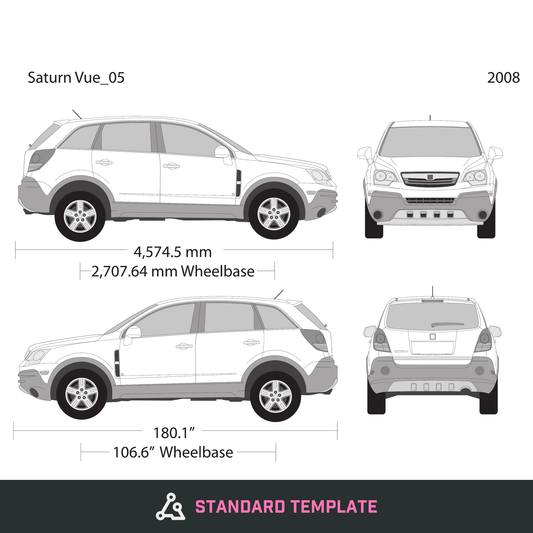 2008 Saturn Vue vector wrap template, Design-Ready PDF - GravBase