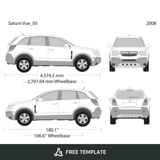 2008 Saturn Vue free vector vehicle wrap template - GravBase