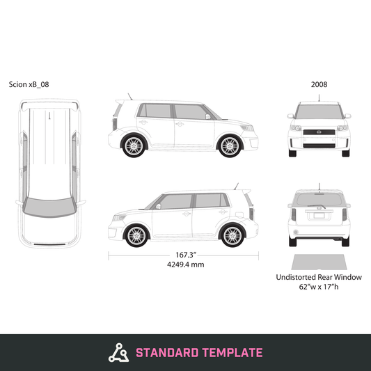 2008 Scion Xb vector wrap template, Design-Ready PDF - GravBase