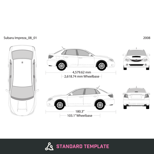 2008 Subaru Impreza vector wrap template V01, Design-Ready PDF - GravBase