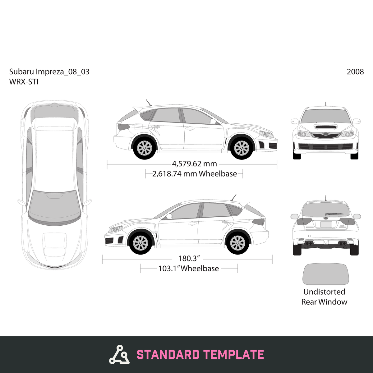 2008 Subaru Impreza vector wrap template V03, Design-Ready PDF - GravBase