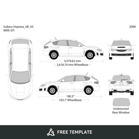 2008 Subaru Impreza free vector vehicle wrap template - GravBase