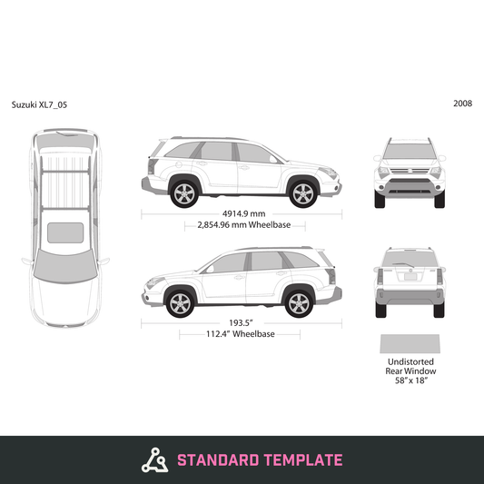 2008 Suzuki XL7 vector wrap template, Design-Ready PDF - GravBase