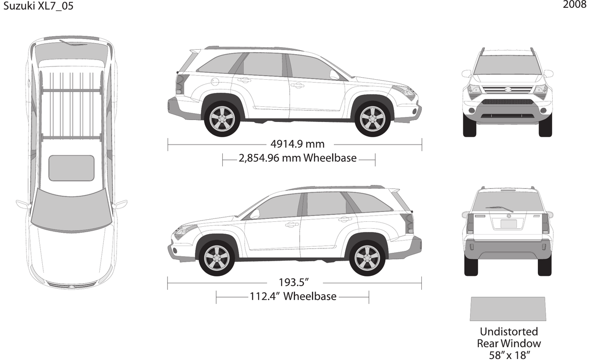 2008 Suzuki XL7 vector wrap template, Design-Ready PDF - GravBase