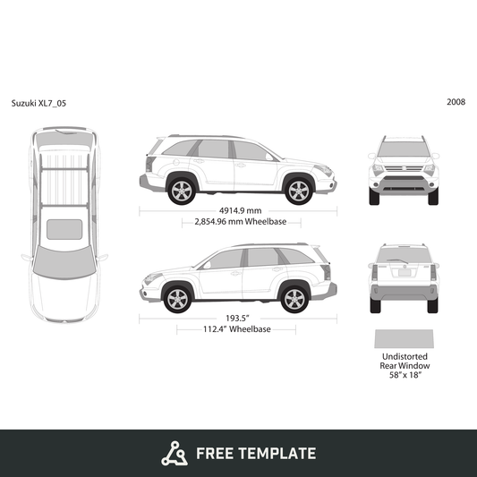 2008 Suzuki XL7 free vector vehicle wrap template - GravBase