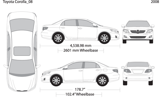 2008 Toyota Corolla V08 Vehicle Wrap Template