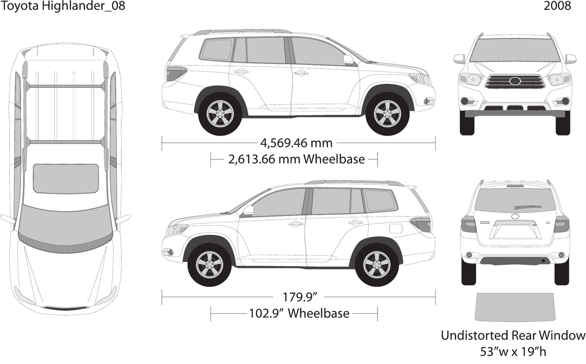 2008 Toyota Highlander Vector Wrap Template - GravBase