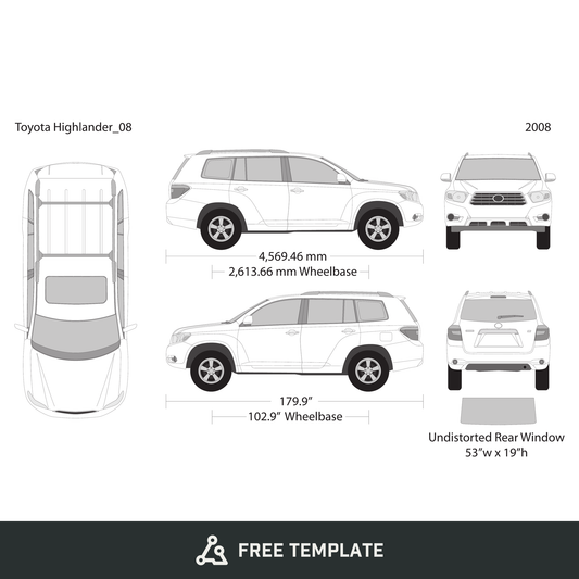 2008 Toyota Highlander free vector vehicle wrap template - GravBase