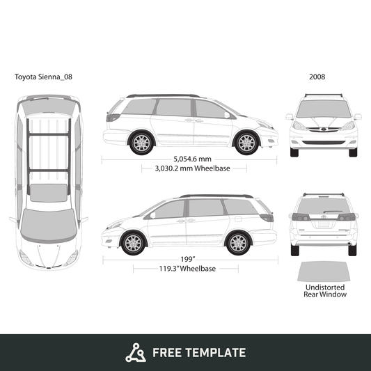2008 Toyota Sienna free vector vehicle wrap template - GravBase